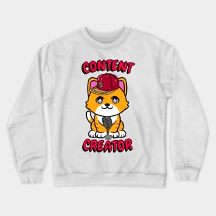 Cute orange cat is a content creator Crewneck Sweatshirt